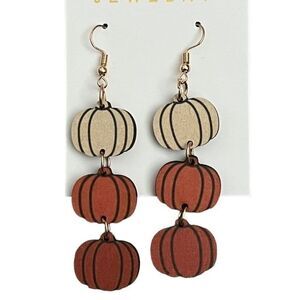 Handmade Tri Color Pumpkin Dangle Earrings